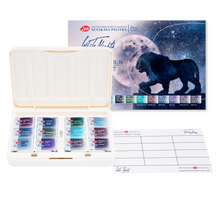Load image into Gallery viewer, WHITE NIGHTS Artists' Grade Watercolors set 12 Full Pans Granulating Colors, plastic box by Nevskaya Palitra
