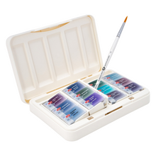 Load image into Gallery viewer, WHITE NIGHTS Artists' Grade Watercolors set 12 Full Pans Granulating Colors, plastic box by Nevskaya Palitra