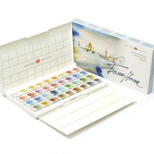 Load image into Gallery viewer, Watercolor set "white nights" 36 colours full pans set plastic box
