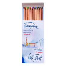 Load image into Gallery viewer, Set of 12 watercolor pencils "White Nights", cardboard box