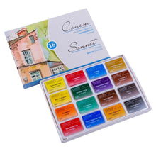 Load image into Gallery viewer, Watercolor set "sonnet" 16 colors full pans set carton box