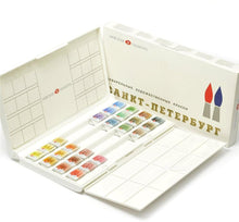 Load image into Gallery viewer, Watercolors set "Saint-petersburg" 24 colours 2,5 ml pans plasctic box