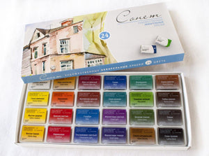Watercolor set "sonnet" 24 colours full pans set carton box