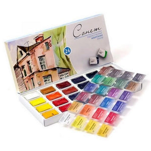 Watercolor set white nights 24 colours full pans set plastic box – Evvoka